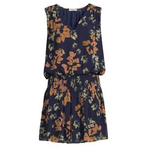 Ramy Brook Navy and Orange Floral Mini Dress